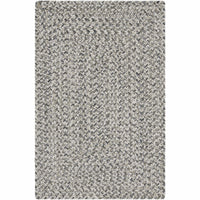 Chesapeake Bay Gray outdoor rug, braided polypropylene, charcoal, cream, and black weave.