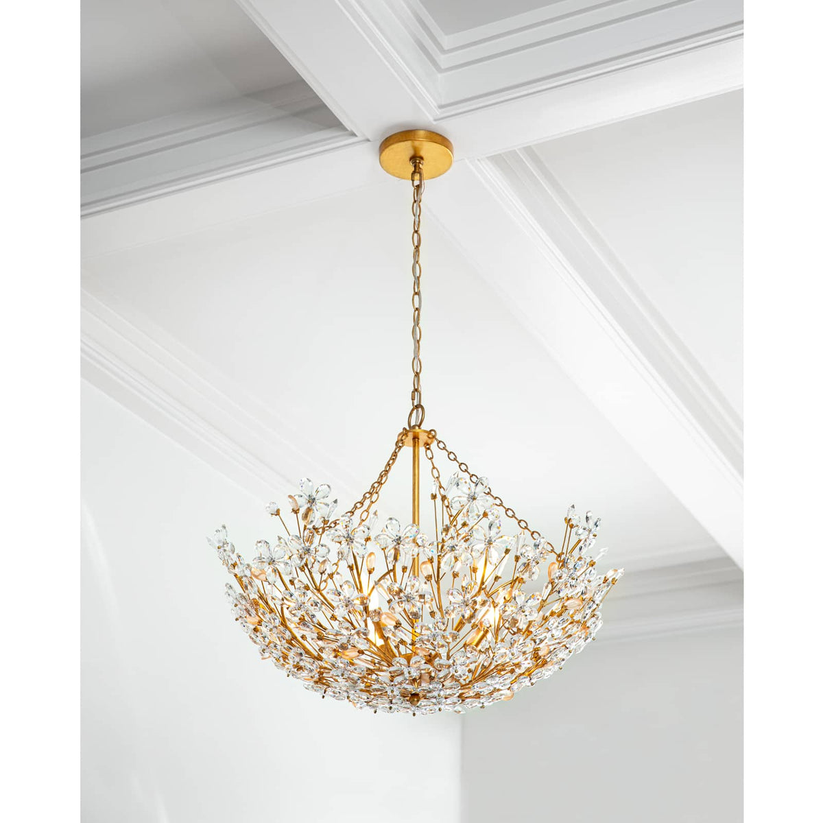 Cheshire Basin Chandelier Gold Leaf - Chandelier View | Bone & Brass