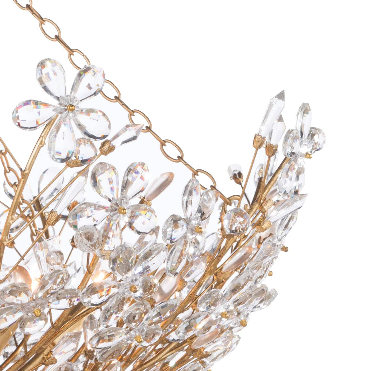 Cheshire Basin Chandelier Gold Leaf - Chandelier Close Up | Bone & Brass