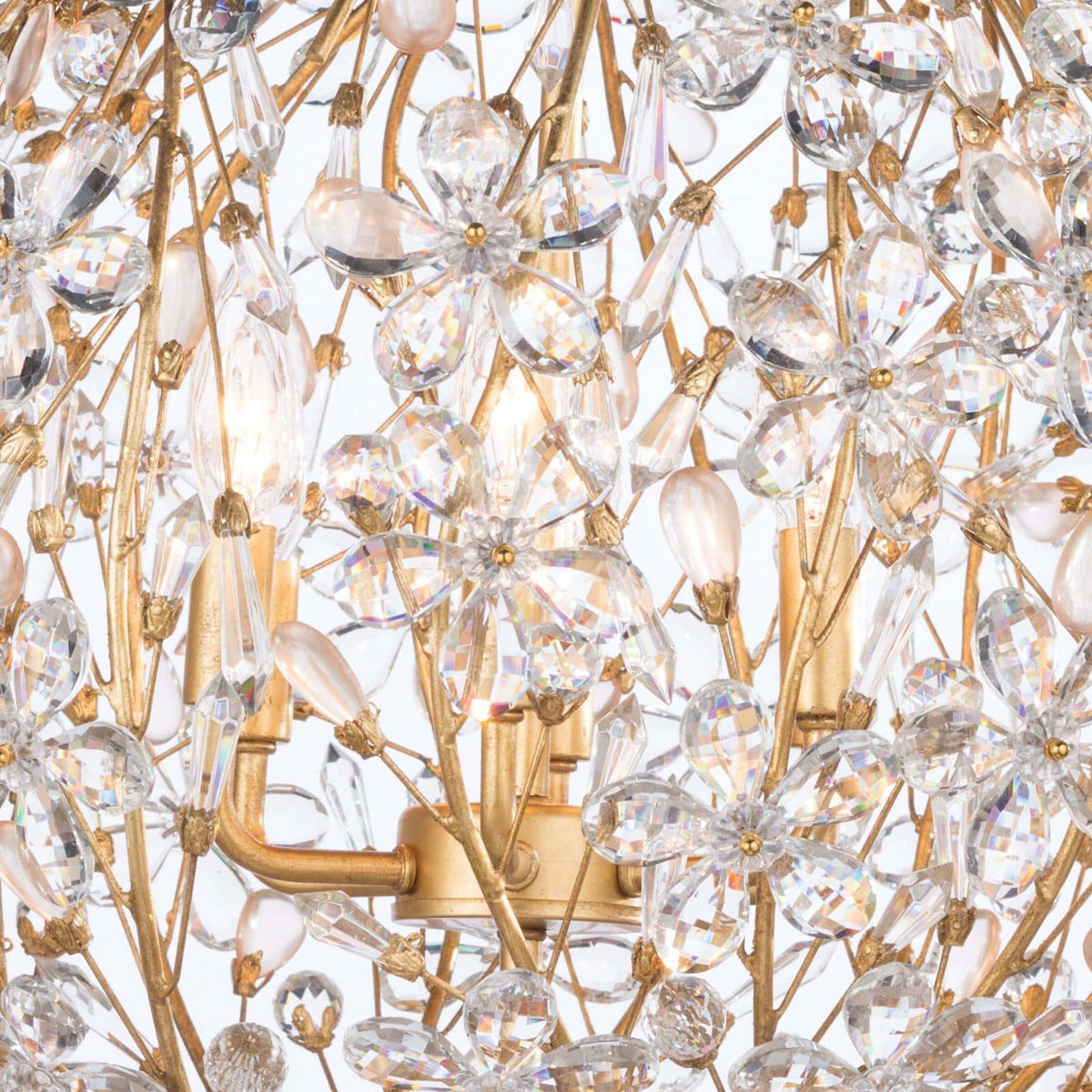 Cheshire Chandelier Small Gold Leaf - Chandelier Installed | Bone & Brass