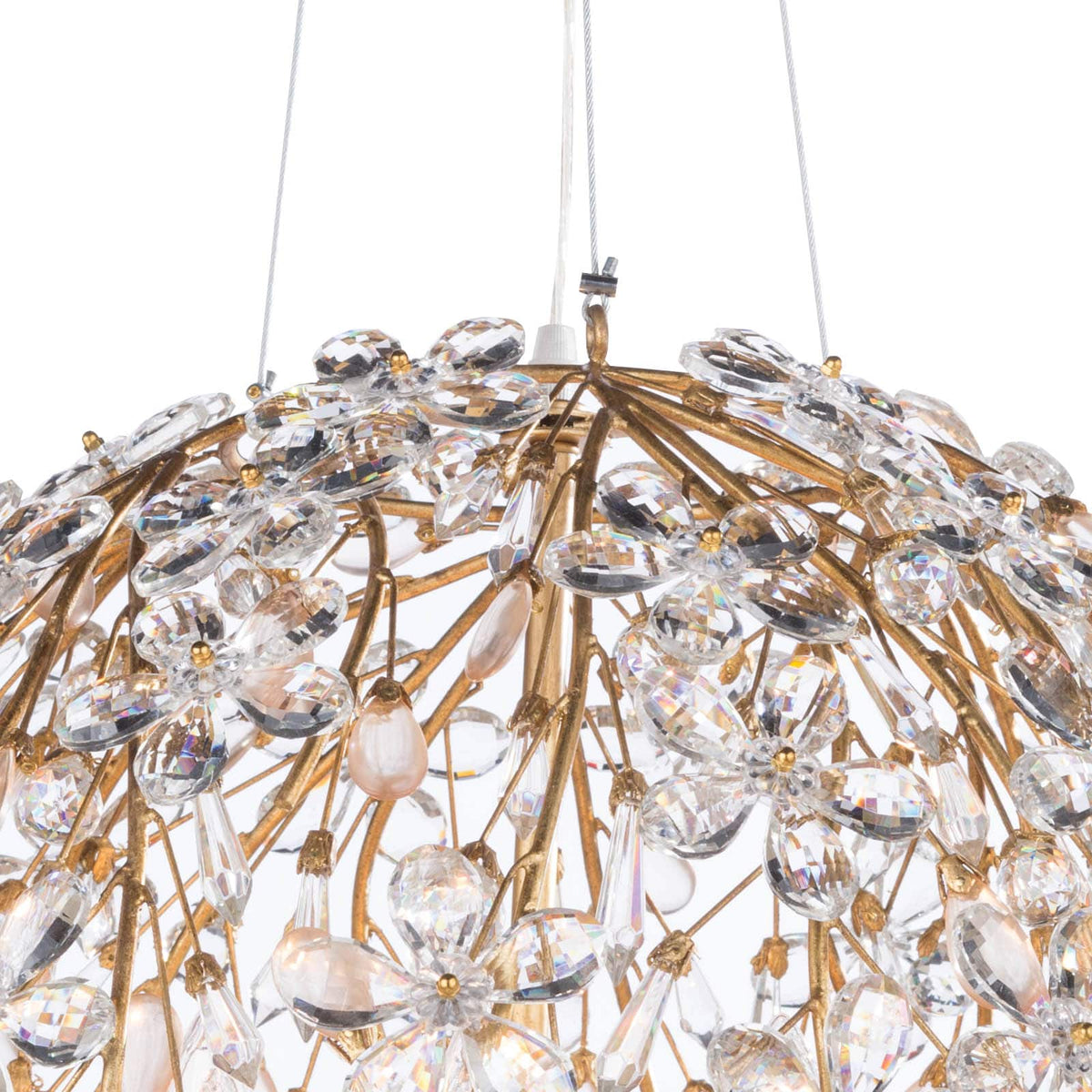 Cheshire Chandelier Small Gold Leaf - Chandelier View | Bone & Brass