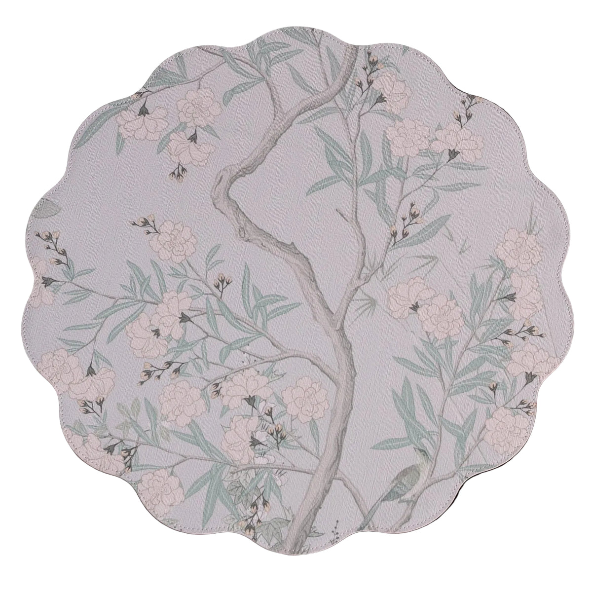 Chinoiserie Reversible Round Placemats Set 4 Light Teal & White - Placemat Texture Detail | Bone & Brass