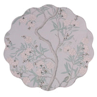 Chinoiserie Reversible Round Placemats Set 4 Light Teal & White - Placemat Texture Detail | Bone & Brass