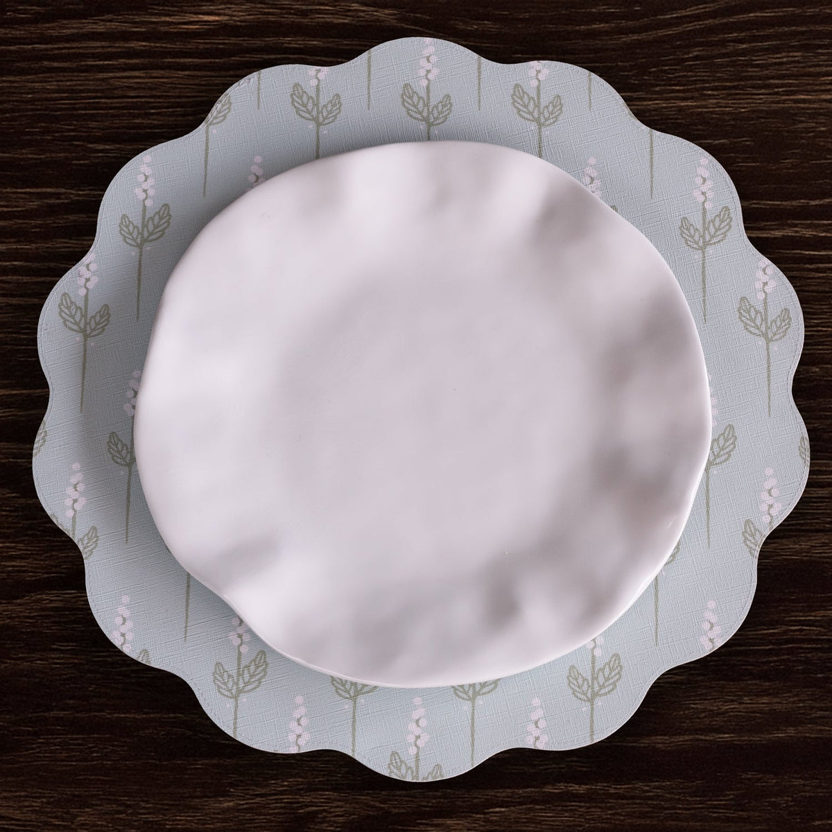Chinoiserie Reversible Round Placemats Set 4 Light Teal & White - Placemat View | Bone & Brass