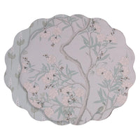 Chinoiserie Reversible Round Placemats Set 4 Light Teal & White | Bone & Brass