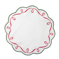 Christmas Ribbon Twirl Embroidered Placemats, Set 4 | Bone & Brass