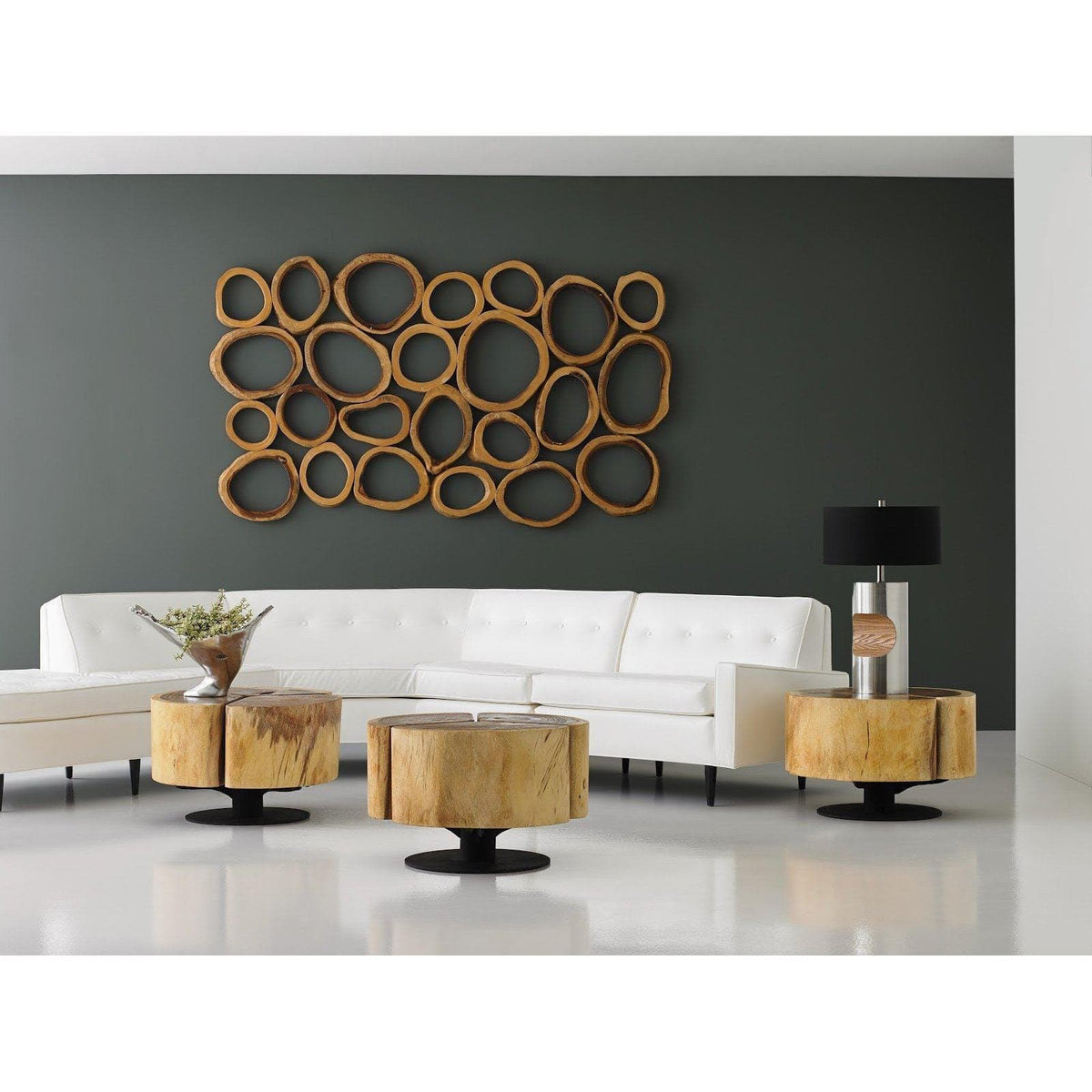 Chuleta Rings Rectangular Wood Wall Art - Wall Decor Close Up | Bone & Brass