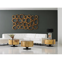 Chuleta Rings Rectangular Wood Wall Art - Wall Decor Close Up | Bone & Brass