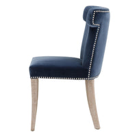 Ciara Denim Velvet Dining Chair - Chair Upholstery Detail | Bone & Brass