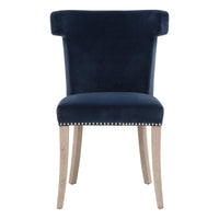 Ciara Denim Velvet Dining Chair - Chair Side View | Bone & Brass
