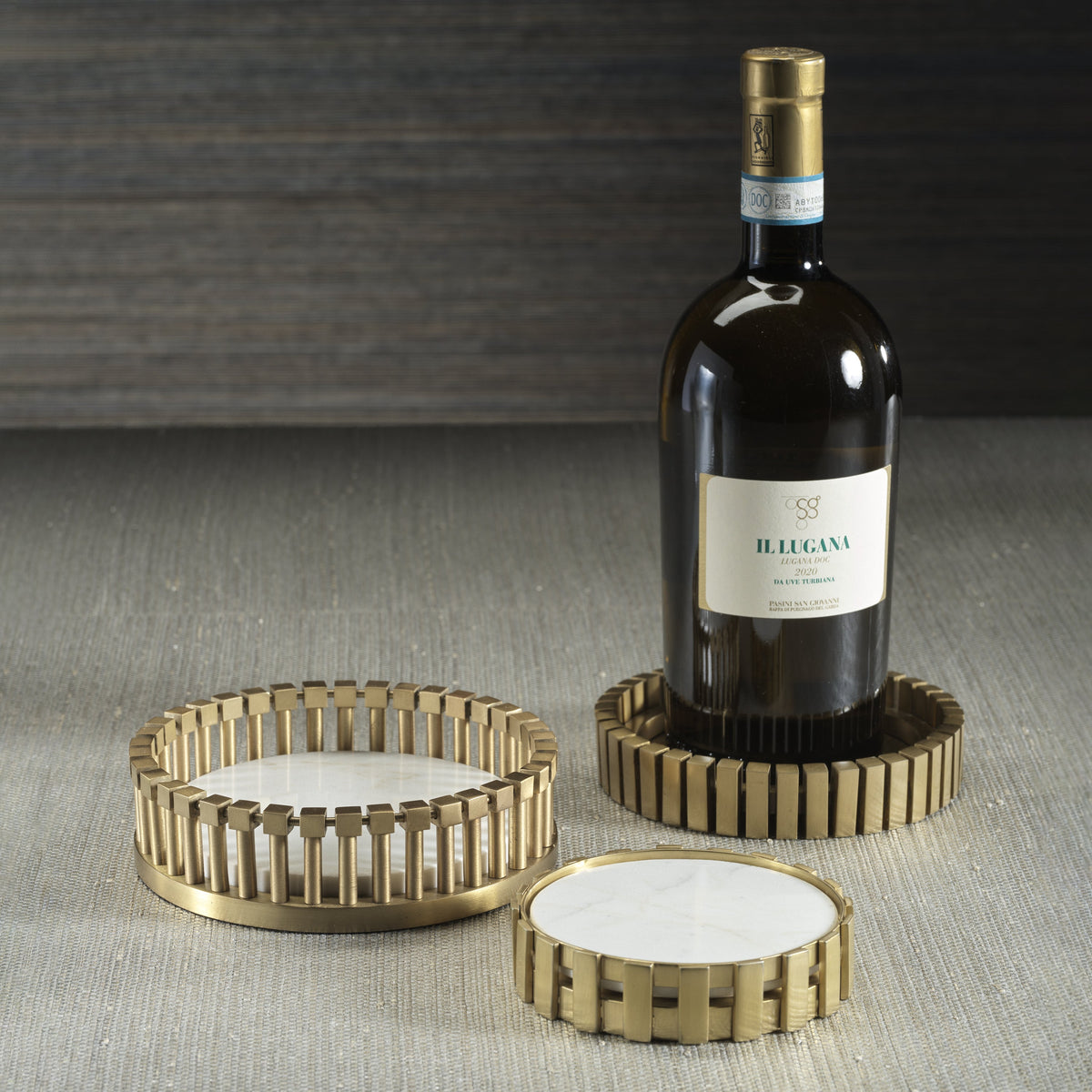 Cirque Gold Wine Bottle Coaster - Coaster Side View | Bone & Brass