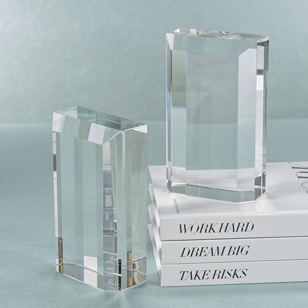Claire Crystal Glass Bookends, Set of 2 - Detail View | Bone & Brass