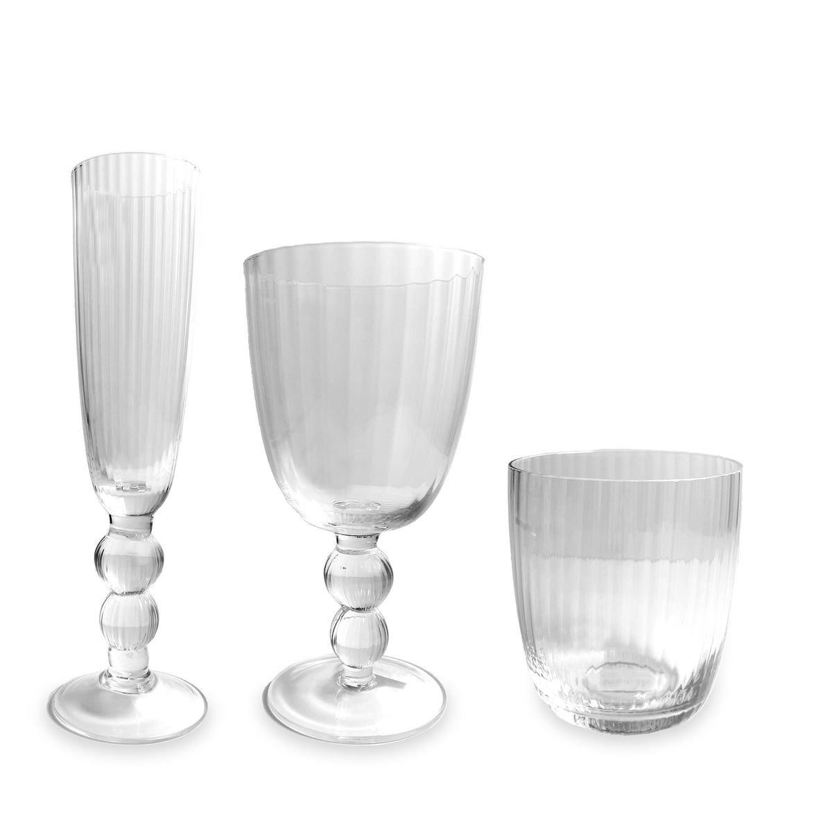 Clear Glass Venice Double Old Fashioned Set of 4 - Glass Close Up | Bone & Brass