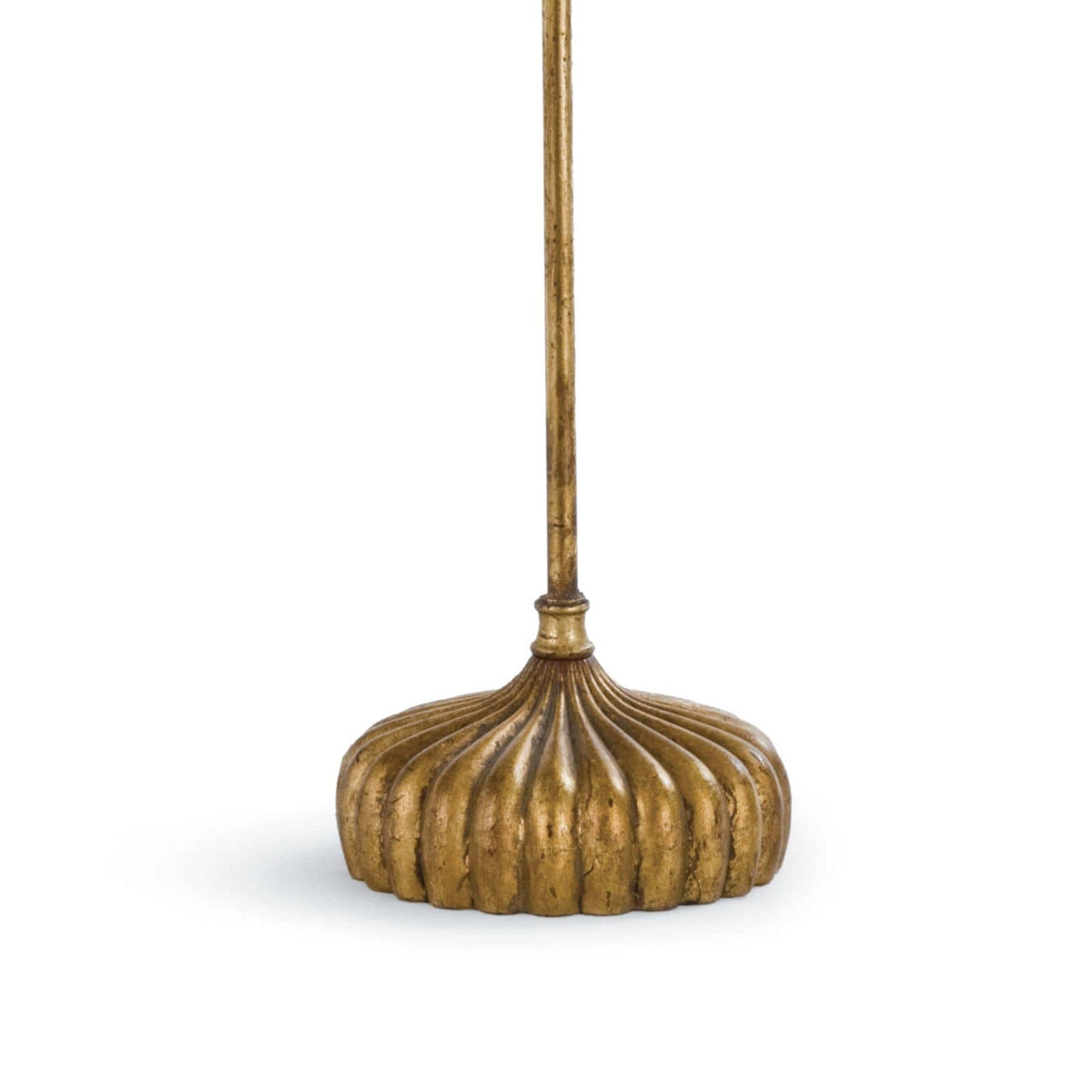 Clove Stem Buffet Table Lamp with an antiqued gold fluted base and slender stem.