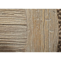 Close-up of a Clover reclaimed elm coffee table with smoke gray finish, showing rustic wood grain and texture.