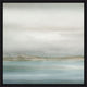 Abstract giclee painting, "Coastline I," with muted coastal colors, horizon depth, and a black frame.