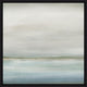Abstract giclee painting, "Coastline II," with serene blue and green horizon, framed in black.