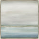Coastline II Giclee Painting: abstract coastal art with soft blues, greens, and neutrals, framed in light wood.