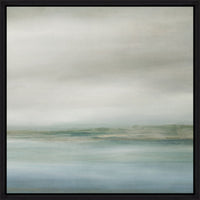 Coastline III Giclee Painting, a framed abstract landscape with soft blues, greens, and grays.
