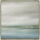 Coastline III Giclee Painting: abstract coastal art with soft blues, greens, and grays in a light frame.