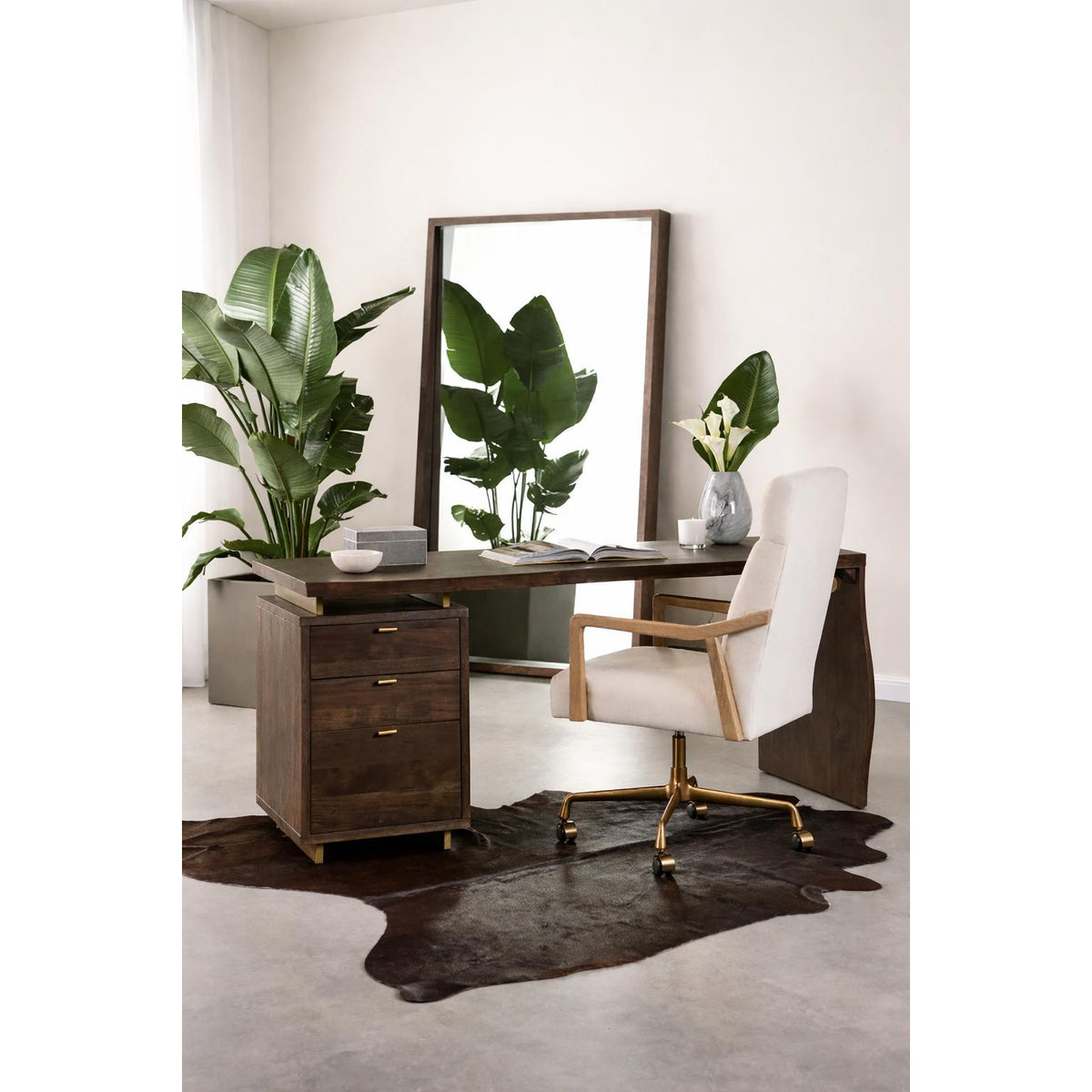 Collin Ivory Tweed Office Chair - Chair Side View | Bone & Brass