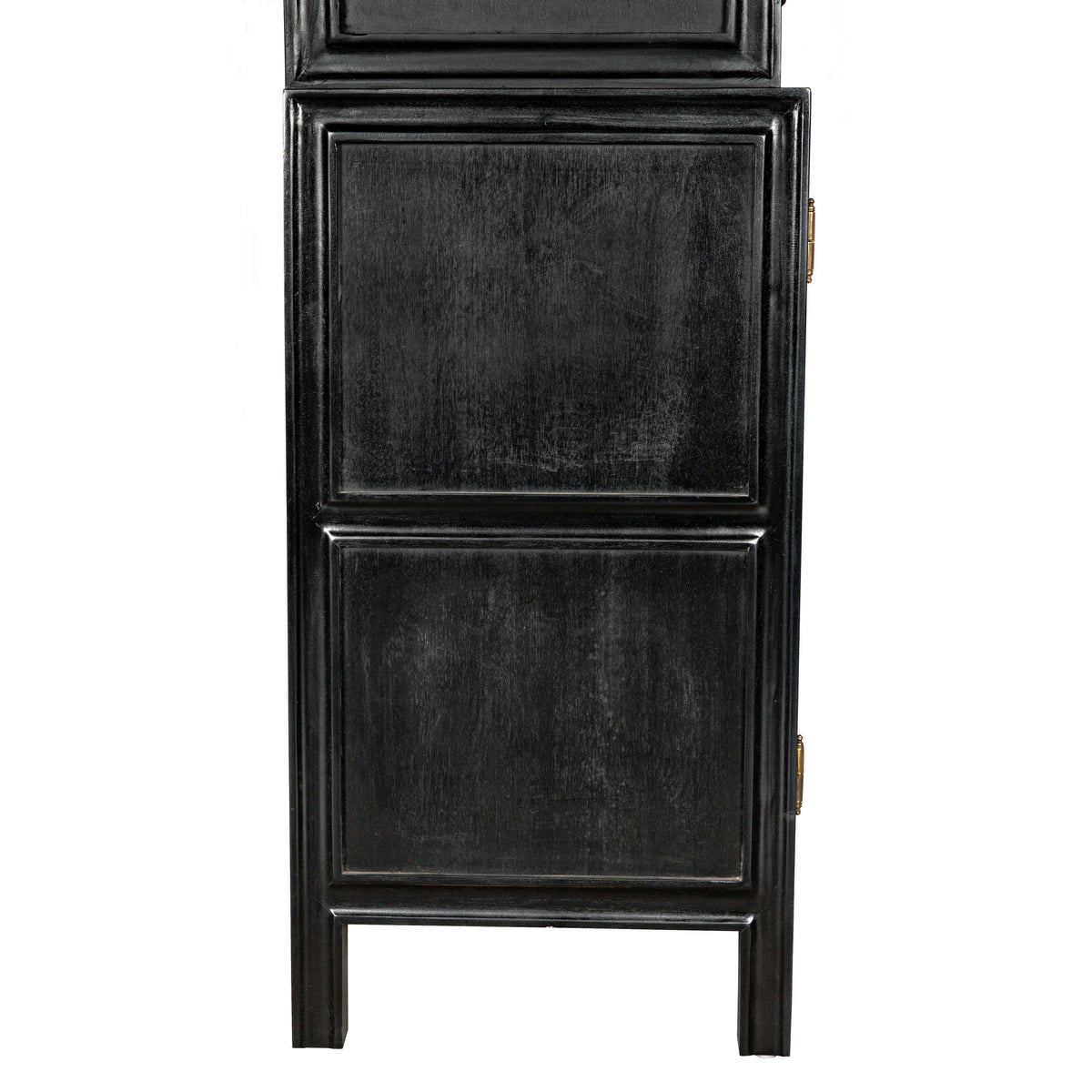 Colonial Hand Rubbed Black mahogany hutch with simple lines and paneled doors.