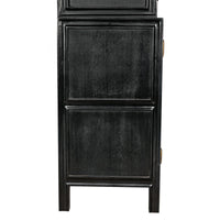 Colonial Hand Rubbed Black mahogany hutch with simple lines and paneled doors.