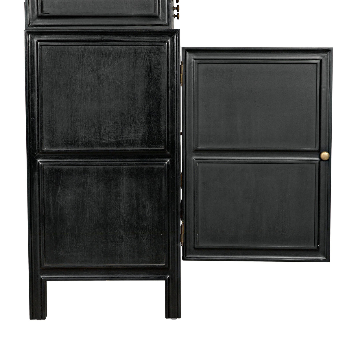 Colonial Hand Rubbed Black mahogany hutch with open door, showing simple lines and heirloom design.