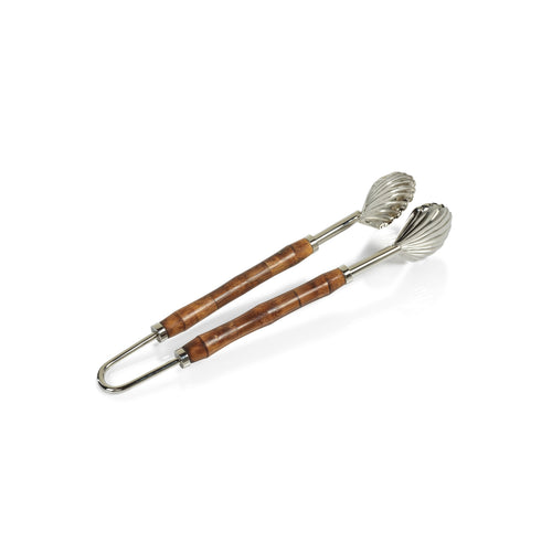 Colony Bamboo Nickel Ice Tong | Bone & Brass
