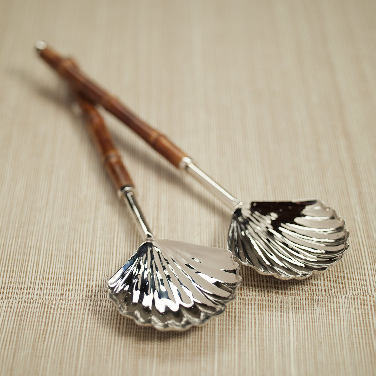 Colony Bamboo Nickel Server Set - Handle Detail | Bone & Brass