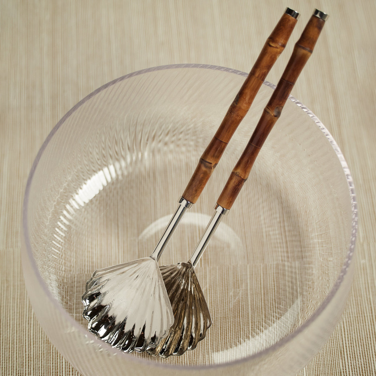 Colony Bamboo Nickel Server Set - Set Top View | Bone & Brass