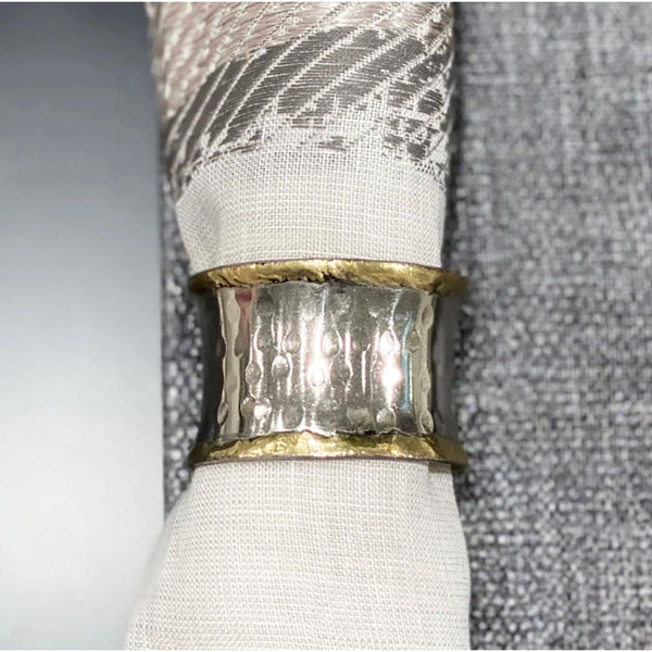 Concave Gold & Silver Napkin Ring, Set 4 - Ring Detail | Bone & Brass