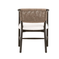 Concord Brown Oak & Jute Accent Chair with matte brown oak frame, white seat, and handwoven jute back.