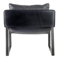 Connor Black Leather Club Chair - Chair Detail | Bone & Brass