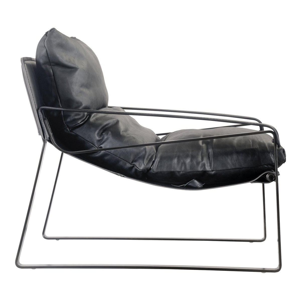 Connor Black Leather Club Chair - Chair Upholstery Detail | Bone & Brass