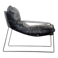 Connor Black Leather Club Chair - Chair Upholstery Detail | Bone & Brass