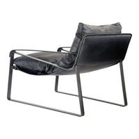 Connor Black Leather Club Chair - Chair View | Bone & Brass