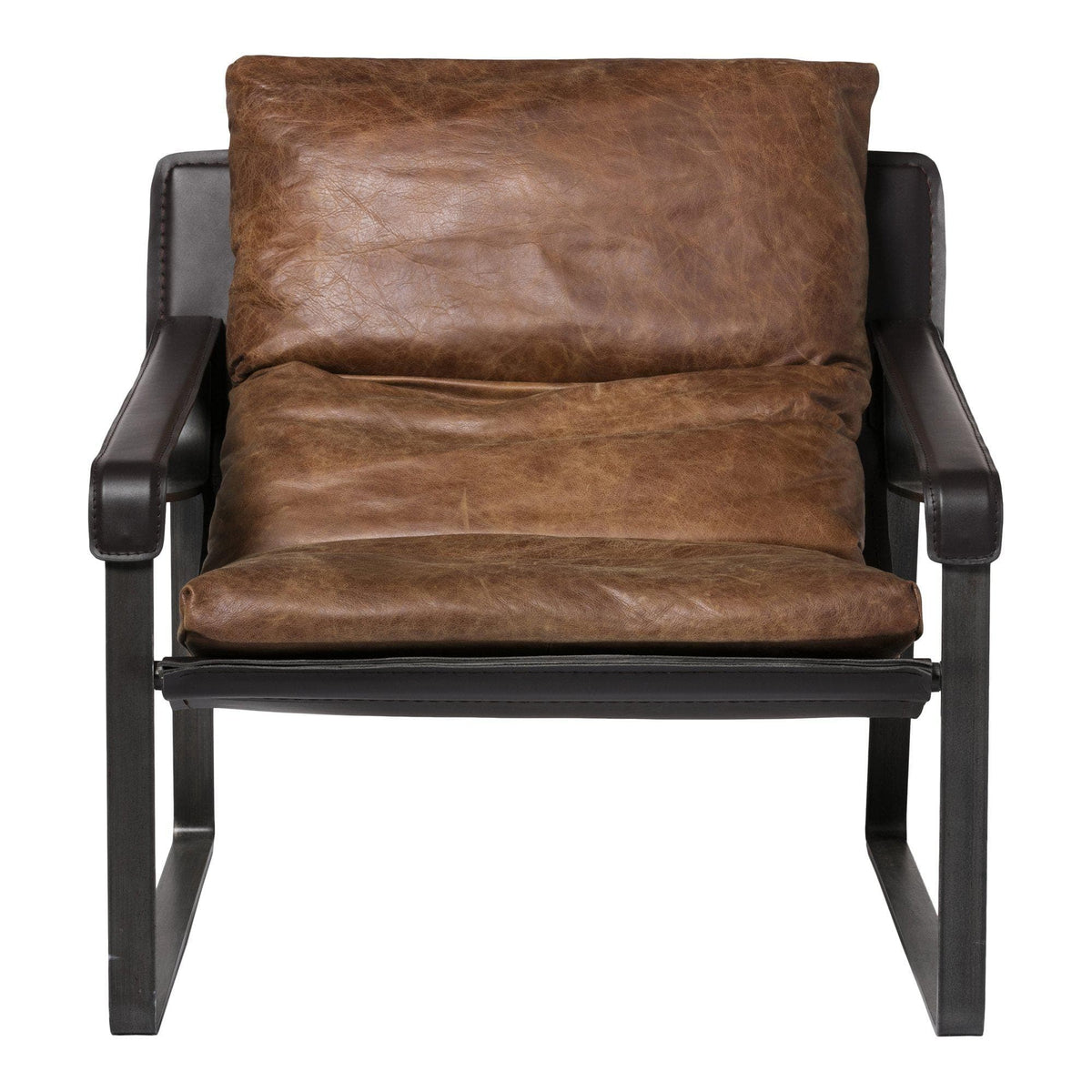 Connor Brown Leather Club Chair - Chair View | Bone & Brass
