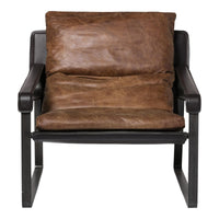 Connor Brown Leather Club Chair - Chair View | Bone & Brass