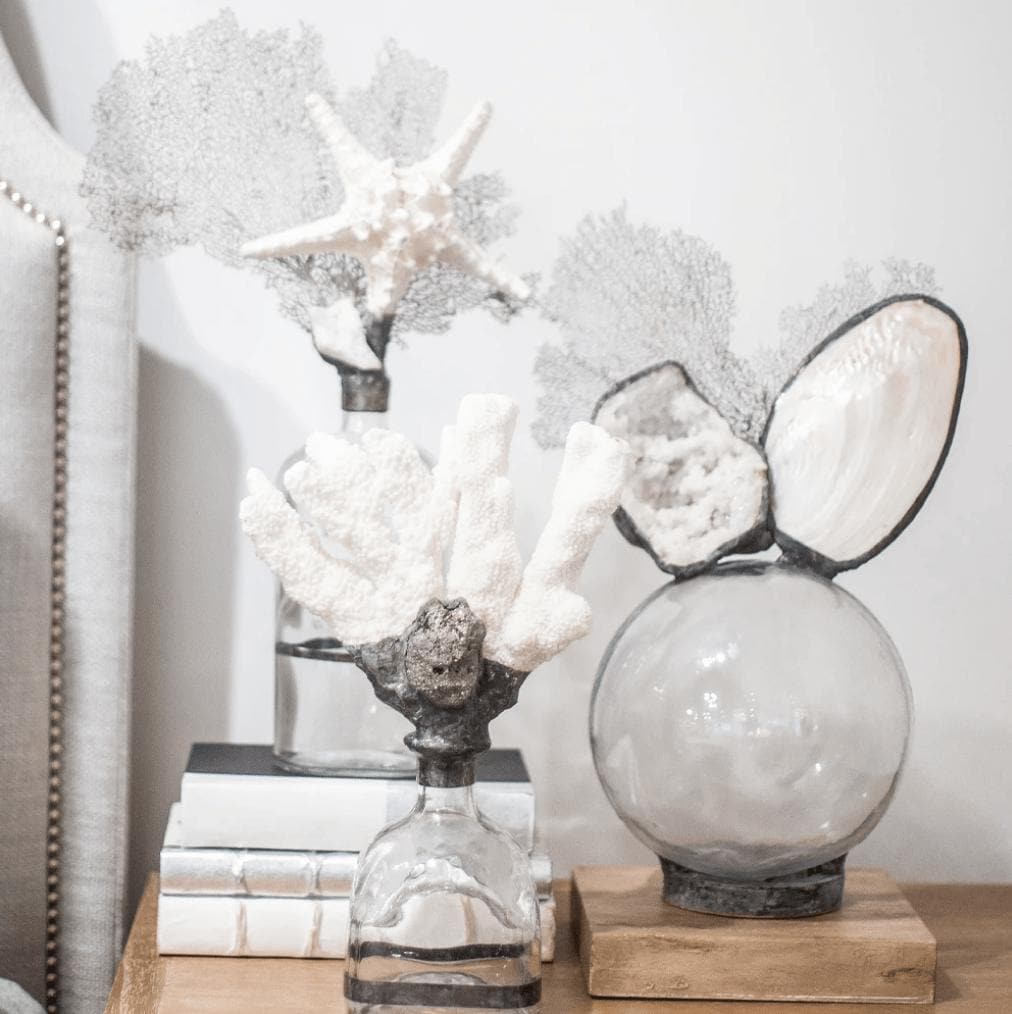 Coral Pyrite Decorative Bottle - Bottle Side View | Bone & Brass