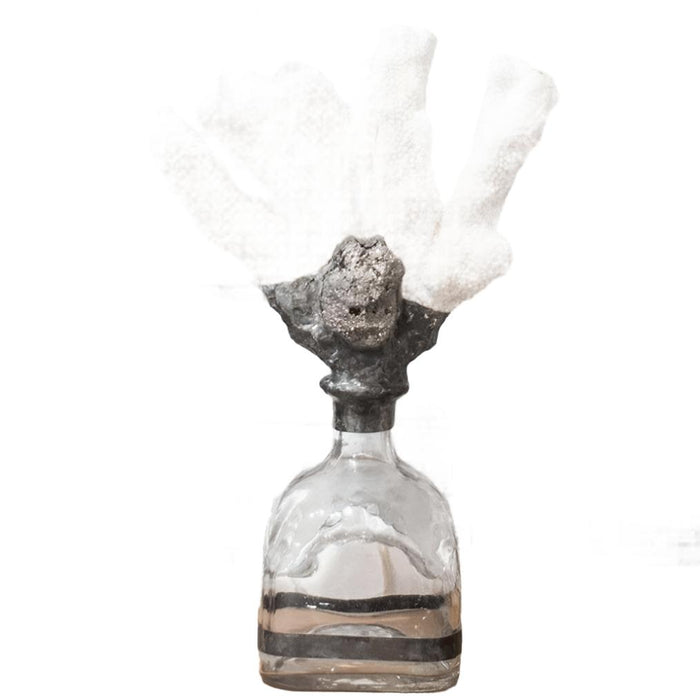 Coral Pyrite Decorative Bottle | Bone & Brass