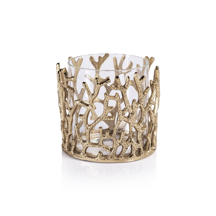 Coral Sea Brass Hurricane w/ Glass Insert | Bone & Brass