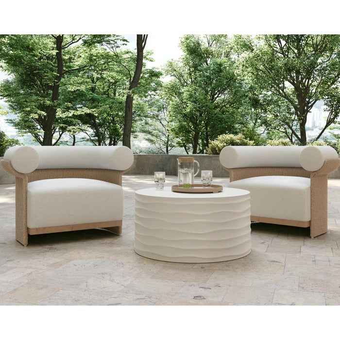 Corey Cream Concrete Round Coffee Table - Large - Table Side View | Bone & Brass