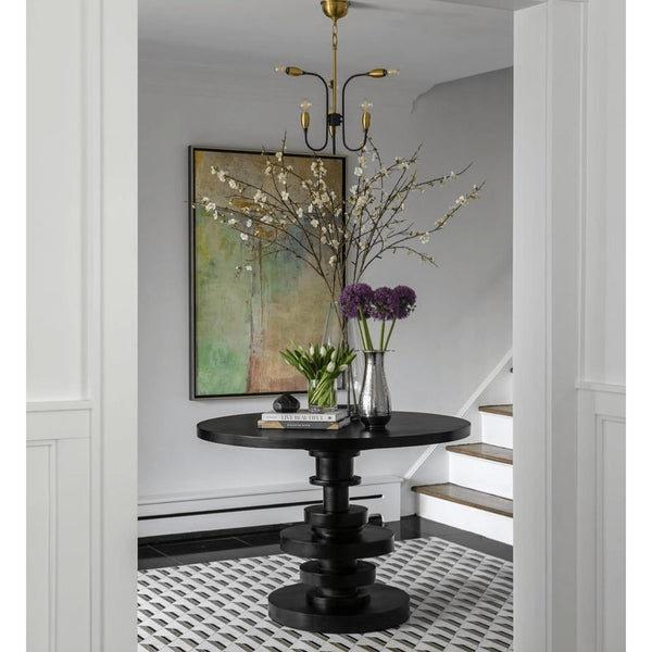 Corum Round Dining Table, Hand Rubbed Black