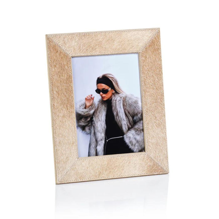 Corviglia Natural Beige Hair On Hide Photo Frame | Bone & Brass