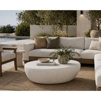 Corvo White Concrete Coffee Table - Small - Table Top View | Bone & Brass