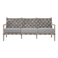 Costa Dove Gray Rope Outdoor 77" Sofa with solid teak frame and polyolefin rope weave.