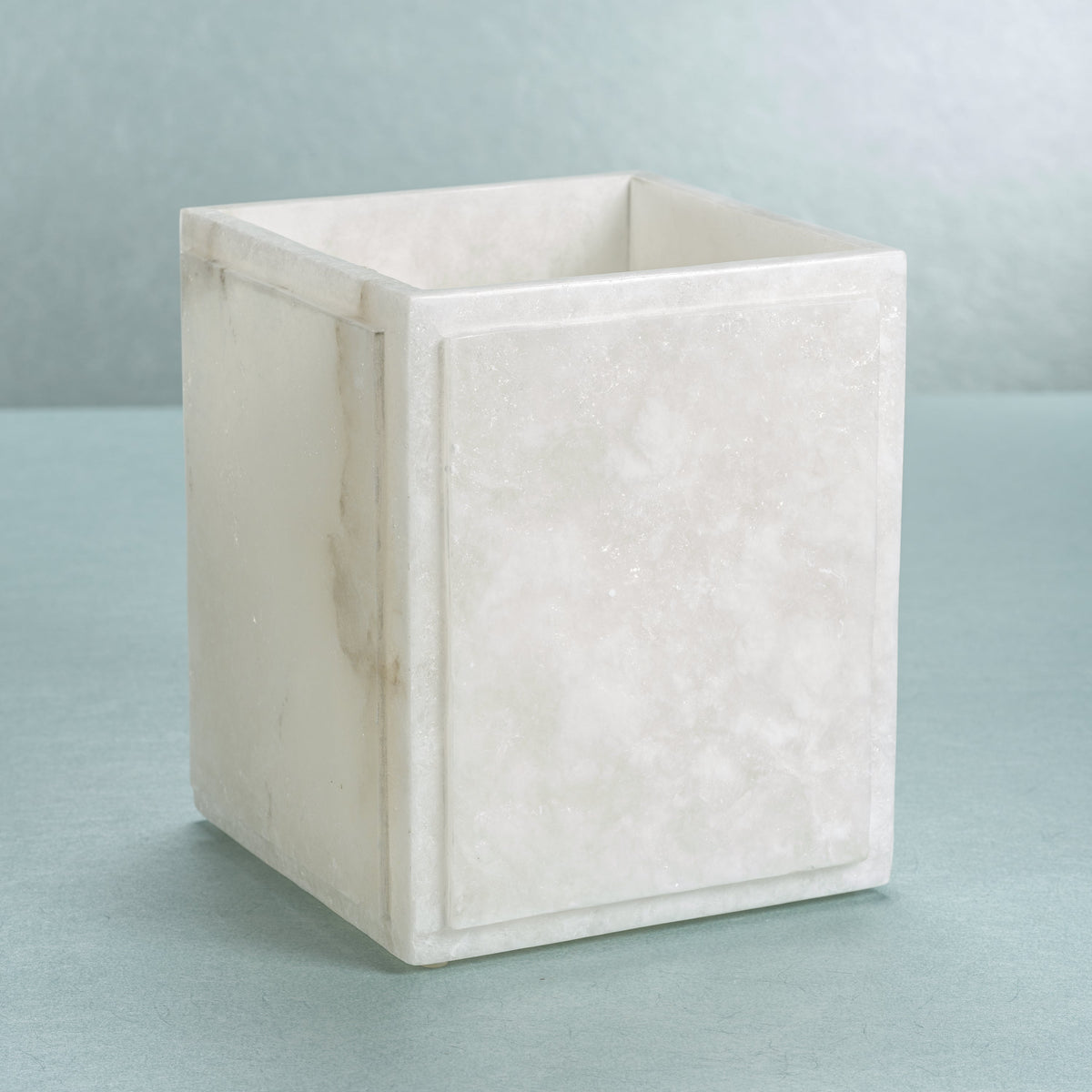 Côte d'Azur Alabaster Bathroom Wastebasket - Wastebasket Detail | Bone & Brass