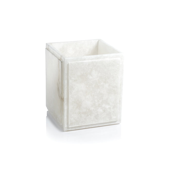 Côte d'Azur Alabaster Bathroom Wastebasket | Bone & Brass