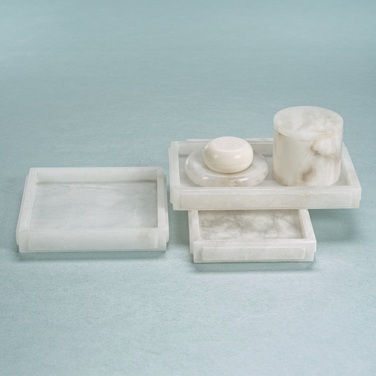Côte d'Azur Alabaster Vanity Tray - Tray Top View | Bone & Brass